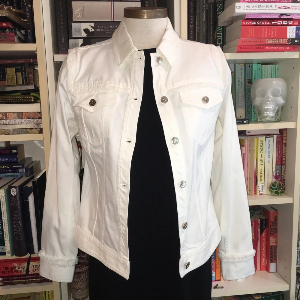 Trina Turk White Denim Jean Jacket - Picture 2 of 11